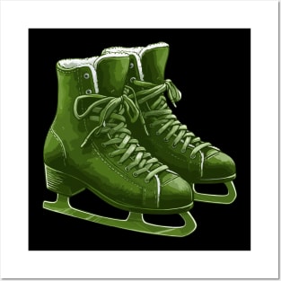 Olive Green Ice Skating Boots Posters and Art